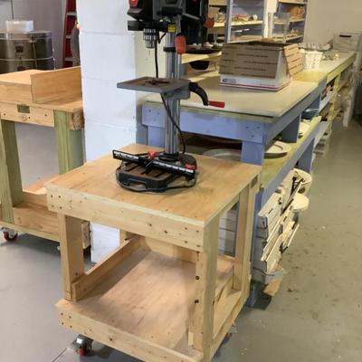 Sale Photo Thumbnail #239: $249 Craftsman drill press 2/3 HP & handmade rolling bench 60"H 24" x24"