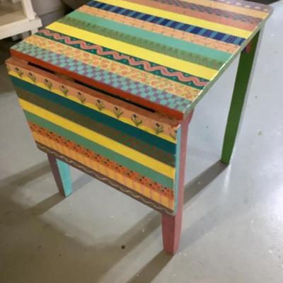 Sale Photo Thumbnail #236: $45 cute table with many colors 23"H 18" x 20" -leaf 12"