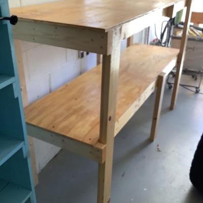 Sale Photo Thumbnail #262: $42 2 tier wooden shelves 45"H 72"L 24"depth 