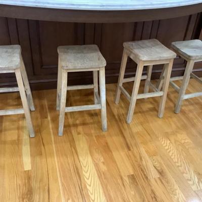 $20 each  wooden stools, three are 22"H, one is 20"H -all 12" x !2"