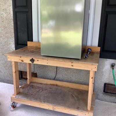 Sale Photo Thumbnail #209: $95 wooden work bench with casters 