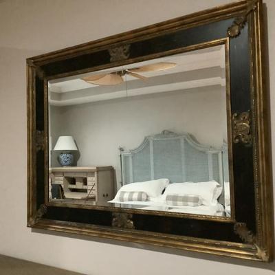 $275 beveled mirror, gold & black 33"H 45"L