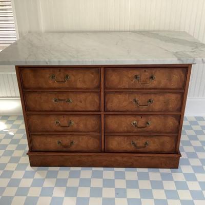 Sale Photo Thumbnail #180: $ filing cabinet 4 drawer with a marble slab 35"H 75"L 21"depth