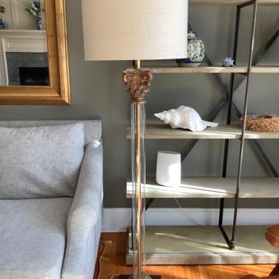 Sale Photo Thumbnail #113: $165 heavy metal floor lamp (2 in the sale) 64"H 19"shade 10"x 10" base