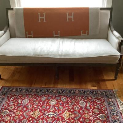 $450 Auguste Settee Belgian Linen Sand 35"H 70"L 32"depth