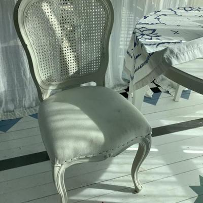 Sale Photo Thumbnail #130: $99 2 white caned chairs 38"H 18"L 16"depth