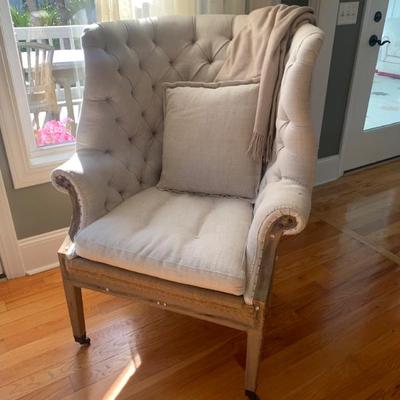 $295 South Eastern Galleries tuft chair 44"H 34"L 34"depth