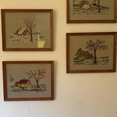 4 Needlepoint Pictures