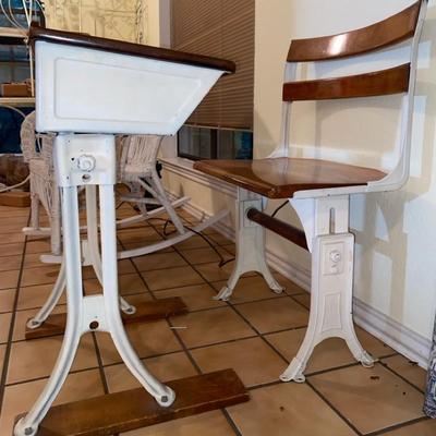 Antique School Desk And Chair 