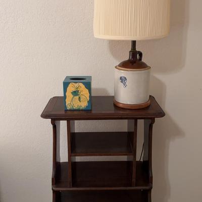 Buckeye Pottery Blue Ribbon Lamp.  Side Table