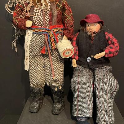 2 Vintage Folk Art Dolls