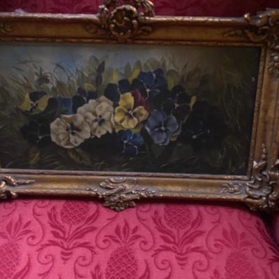 Oil on Board Pansies 