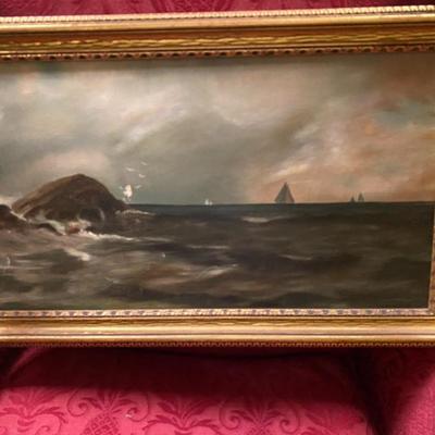 Marine Scene   Oil ~ Style of  WF Lansil