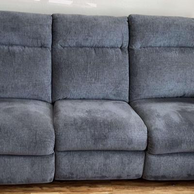 86” Three Seater Dual Electric Recliner Slate Blue Couch