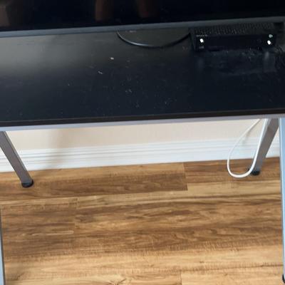 Black And Brushed Chrome Contemporary Desk (TV Not Included)