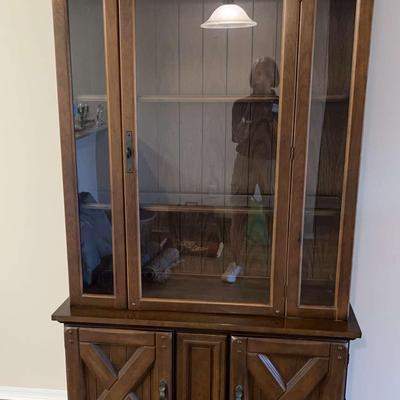 Solid Wood Glass Door Vintage China Cabinet