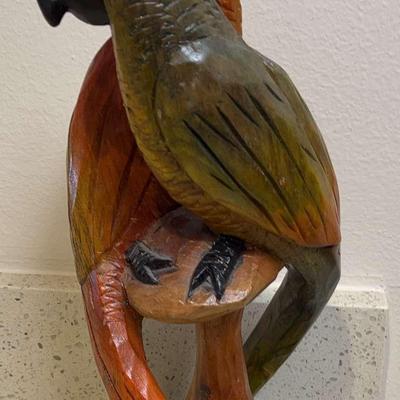 Vintage Wooden Parrot Pair Figure