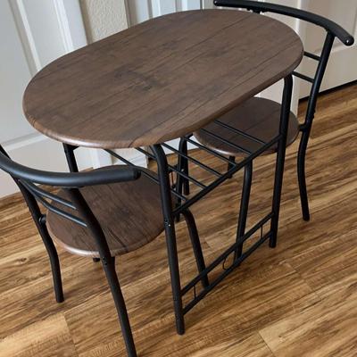 3 Piece Wrought Iron And Wood Dinette Set