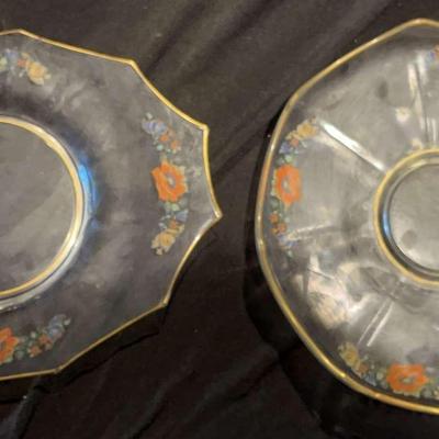 Vintage Clear Glass Coal And Round Serving Plates
