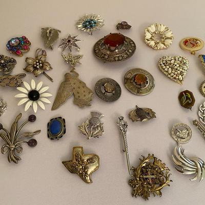 Silvertone & Blingy Brooches