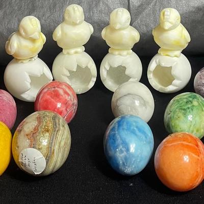 Vintage Marble Eggs, Alabaster Egg W/ Chick
