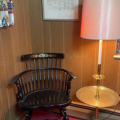 Vintage Black Wooden Chair, Antique Brass Pole Table Lamp, & More 