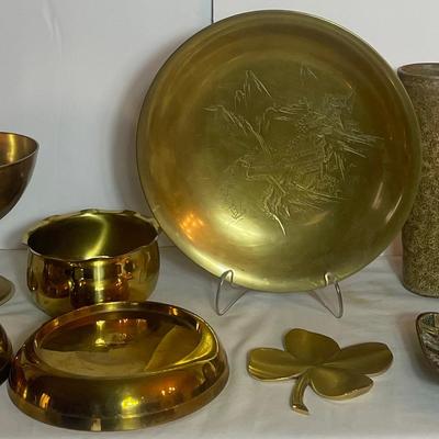 Vintage Asian Brass Bowl, Assorted Dishes Made In India & Israel