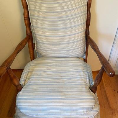 Mid Century Low Profile Ladder Back Oak Arm Chair