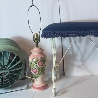 Vintage Ceramic Pink Lamp, Westinghouse Fan (Works), Vintage Sculpted Bench