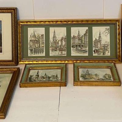 Beautifully Framed Pictures Of Europe - Some Signed