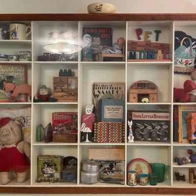 Vintage Collectibles In Large Shadowbox