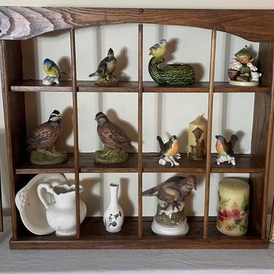 Knickknack Wood Bird Display with Carolyn Shores Wright Hummingbird Prints
