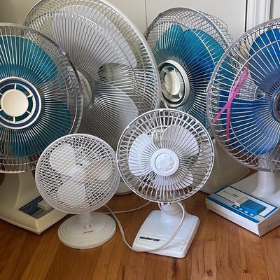 (6) Vintage Oscillating Fans. Large Ones Are 3 Speed