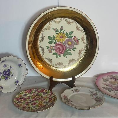 Warranted W/ 22k Gold Round Serving Plate, Vintage Imperial Germany 10” Hanelpointer Plate 