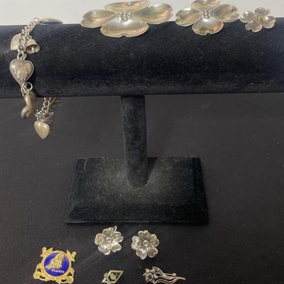 Sterling Silver Brooch’s , Earrings & Pins, Sterling Heart Chain Bracelet