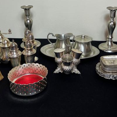 Holland Pewter, Thistle Cruet Jet EPBM, and Vintage Salt & Pepper Set