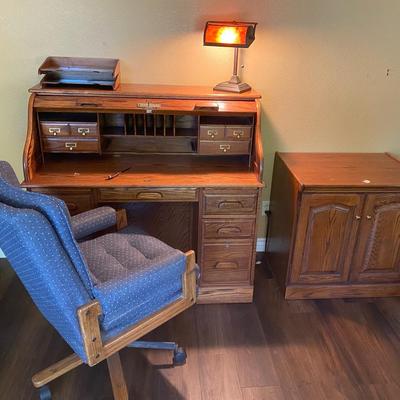 Vintage Secretary Desk, Cabinet, Rolling Chair, Lamp, & More!
