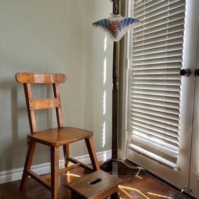 Solid Wood Chair With Footrest And Coat Rack