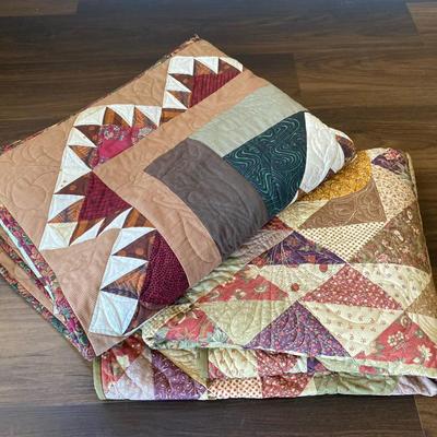 Handmade Pineapple Quilt & Large Colorful Quilt