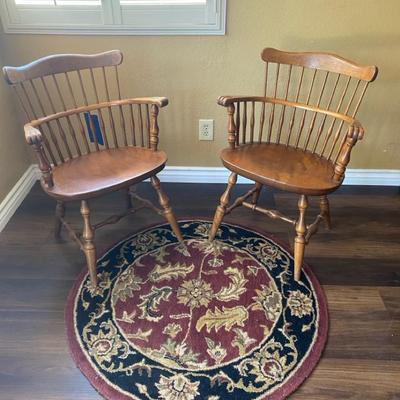 Ethen Allen Captains Chairs & Round Rug