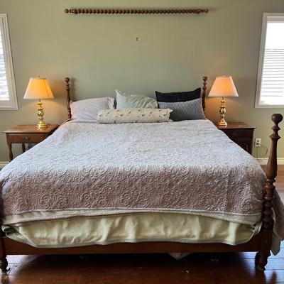 King Size Bed Frame & 2 Night Stands With Lights