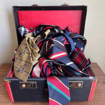 Vintage Luggage Filled With Men’s Ties