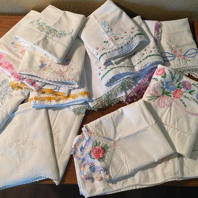 Vintage Hand Embroidered Pillow Cases 