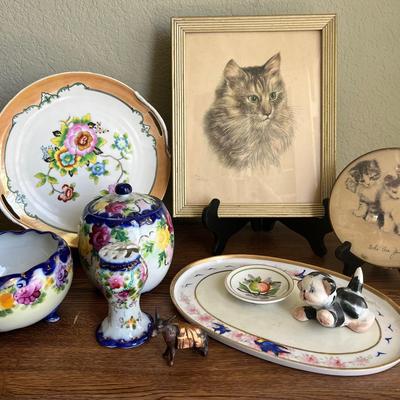 Antique Hand painted Nippon Bowl, Container With Lid & 0ther Vintage Items