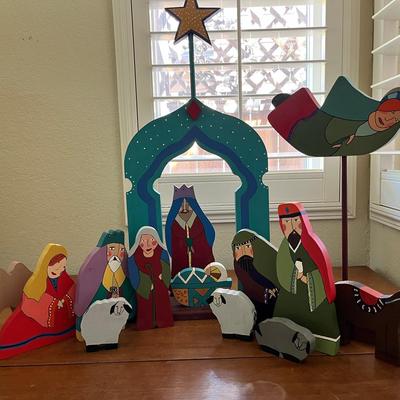 Hand painted Wood Nativity Scene