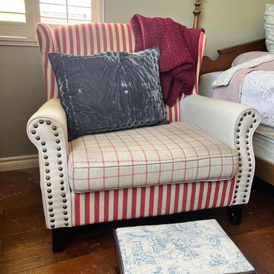 Oversized Upholstered Chair & Foot Stool