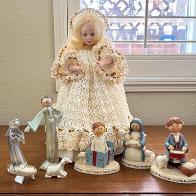 Handmade Angel Dolls (set Of 3) & Other Christmas Figurines