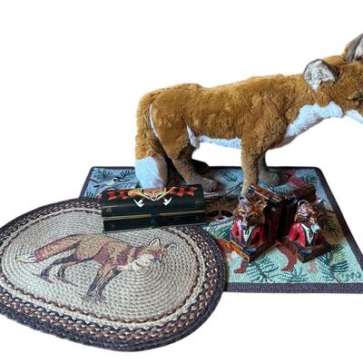 Fox Decor - Two Rugs (One Latch Hook!), Box, & Bookends