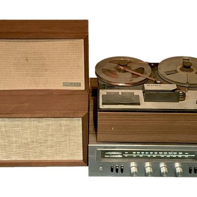 Sony Tapecorder, Realistic AM/FM Stereo Receiver, & KLH Speakers