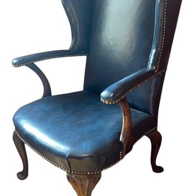 Vintage Blue Leather Armchair 